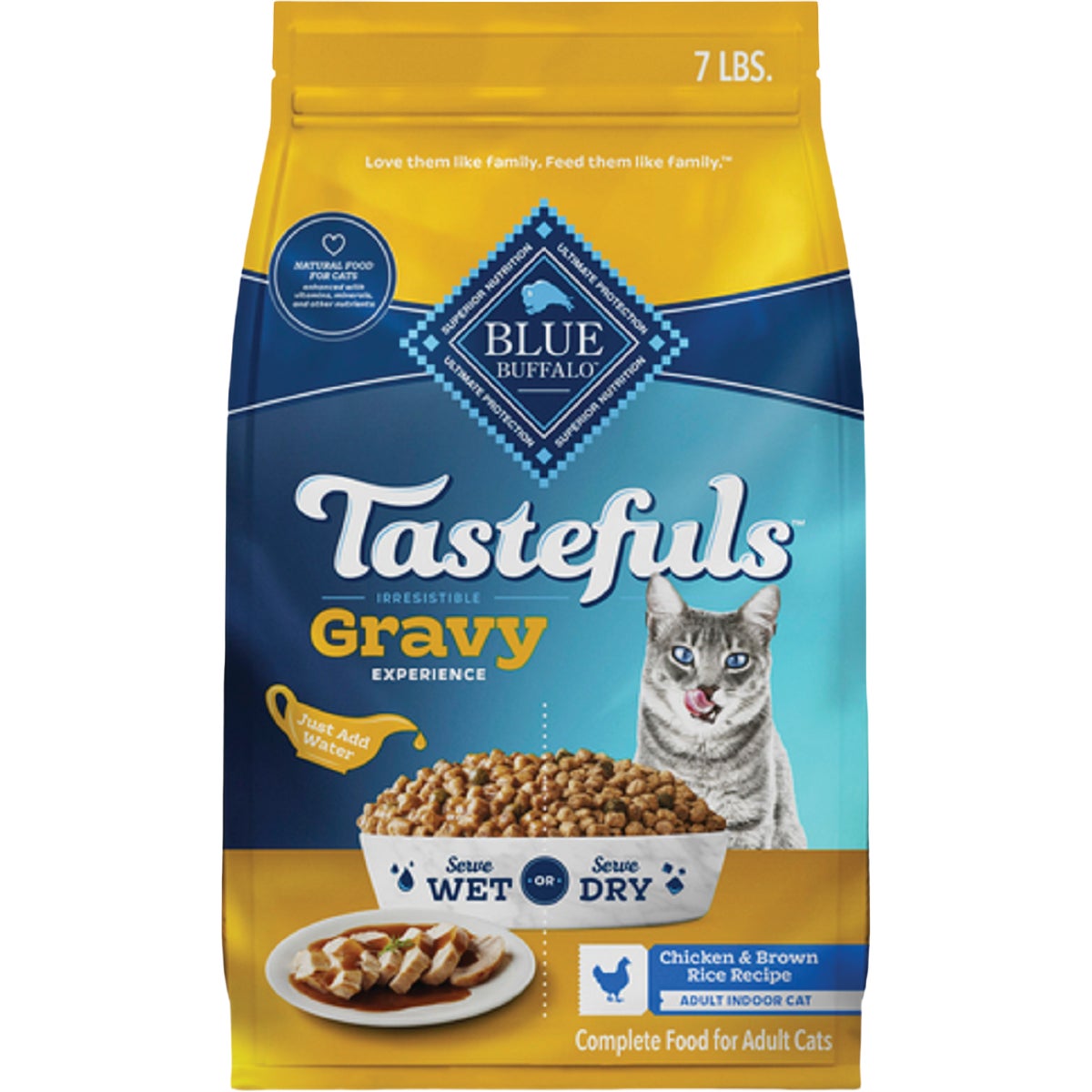 Blue Buffalo Tastefuls 7 Lb. Irresistible Gravy Experience Adult Indoor Chicken & Brown Rice Recipe Dry Cat Food