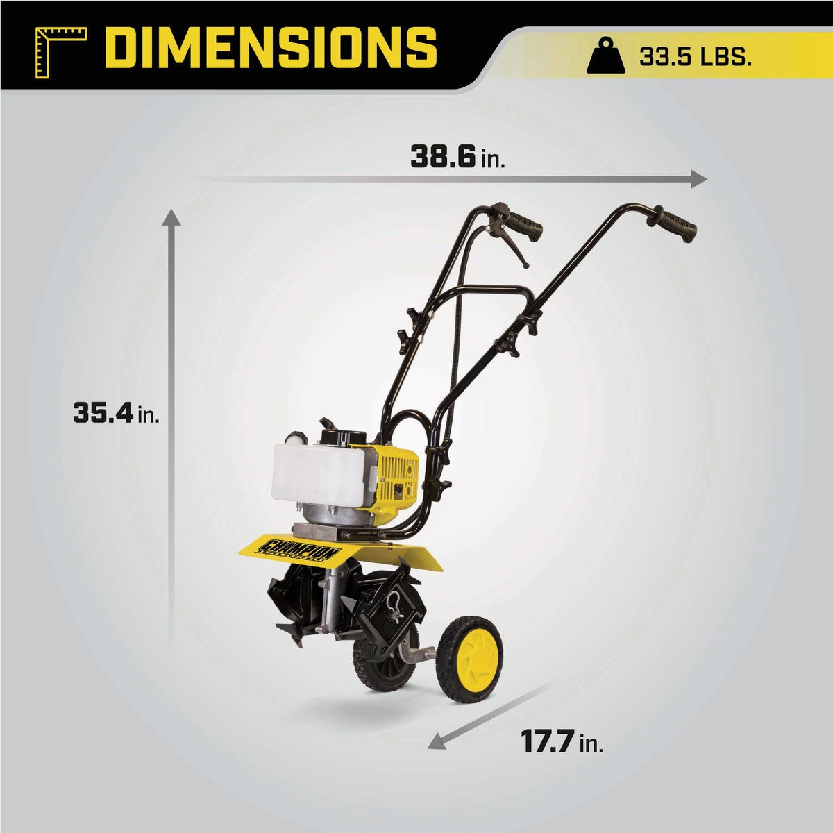 Champion 9.5 In. 43cc 2-Stroke Portable Gas Garden Tiller Cultivator Image 4