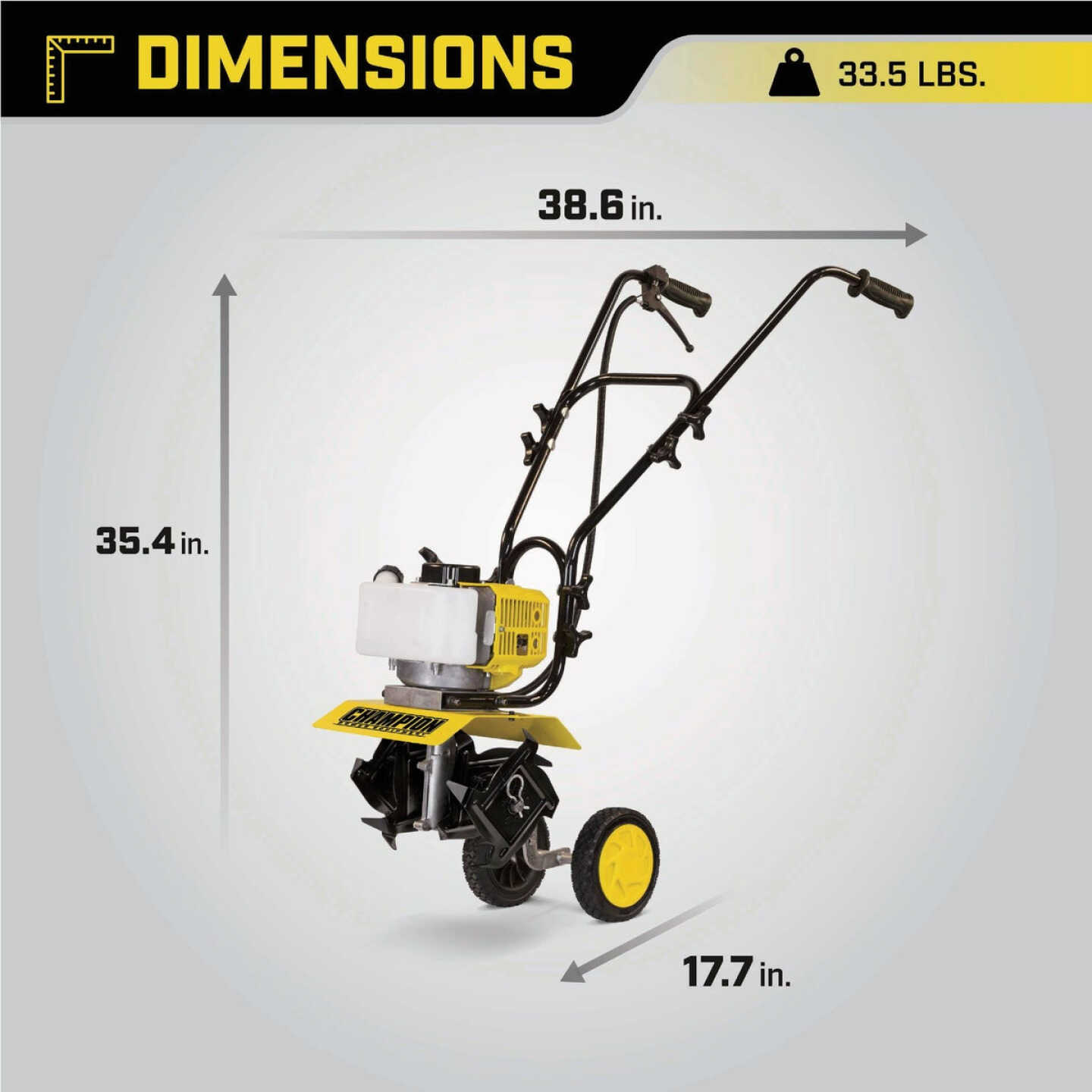Champion 9.5 In. 43cc 2-Stroke Portable Gas Garden Tiller Cultivator Image 4