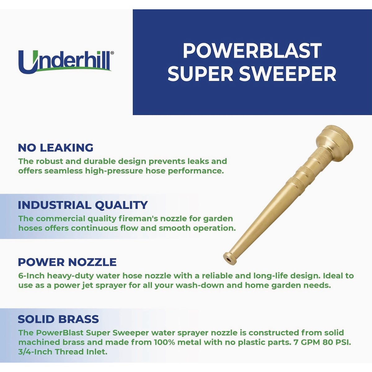 Underhill PowerBlast 6 In. Super Sweeper Brass Nozzle Image 2