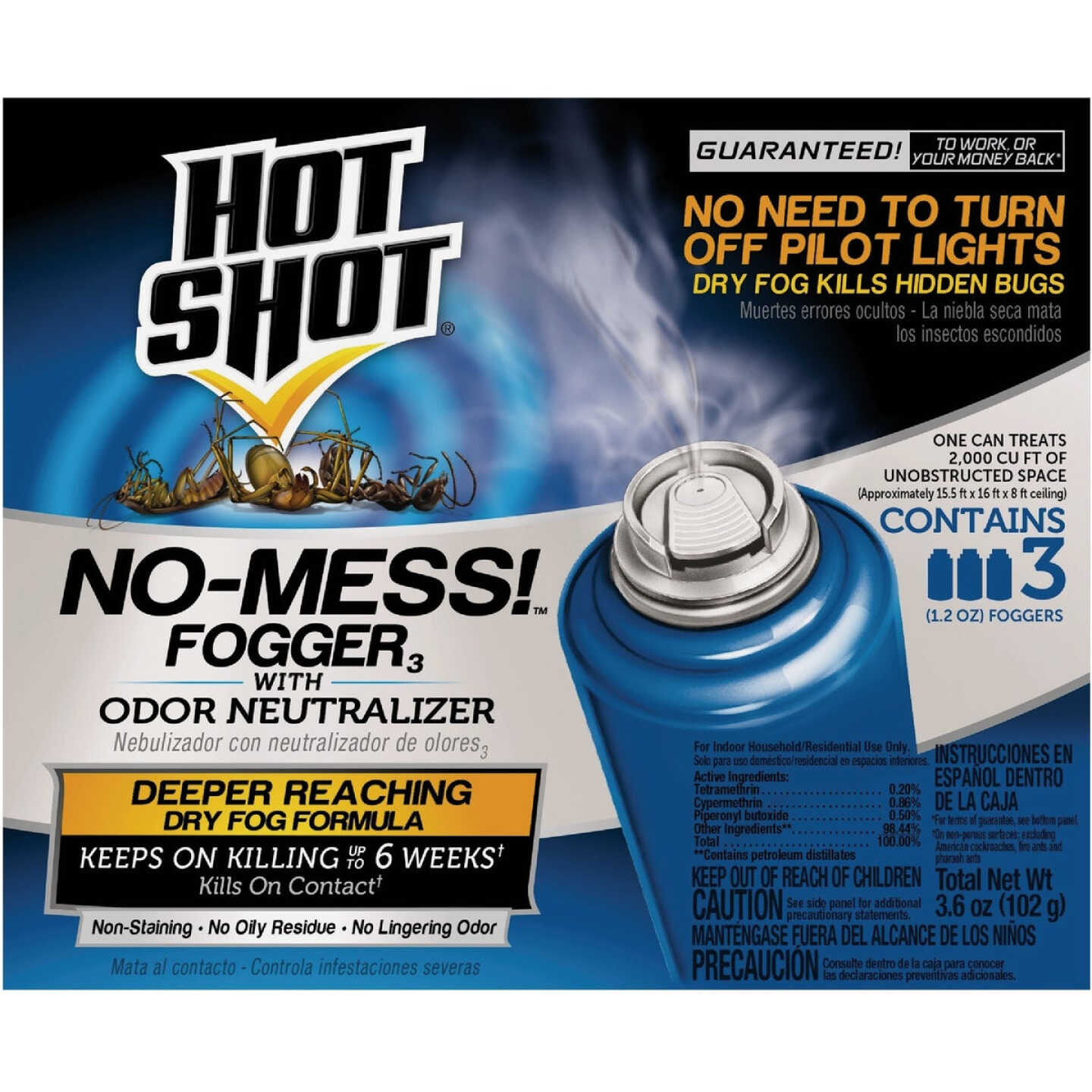 Hot Shot No-Mess 1.2 Oz. Odor Neutralizer Indoor Insect Fogger (3-Pack) Image 1