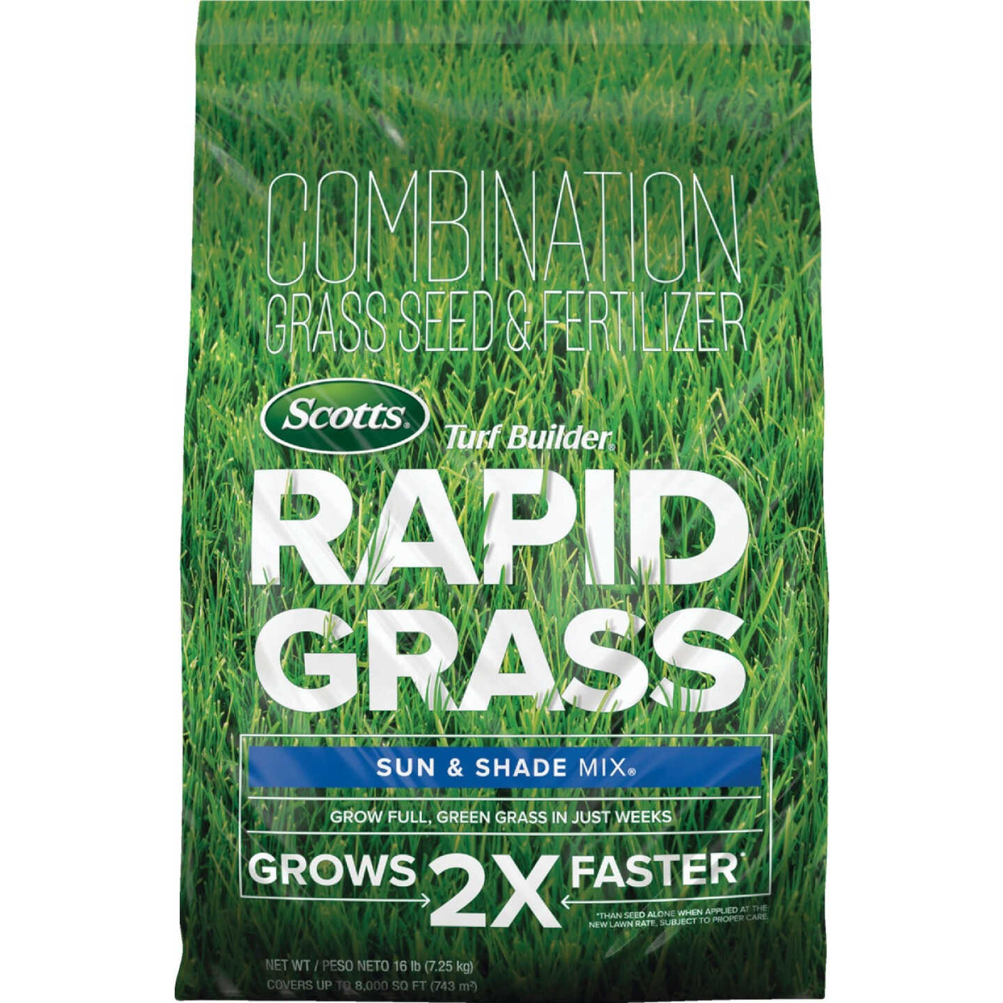 Scotts Turf Builder Rapid Grass 16 Lb. 8000 Sq. Ft. Sun & Shade Mix Grass Seed & Fertilizer Combination Image 1