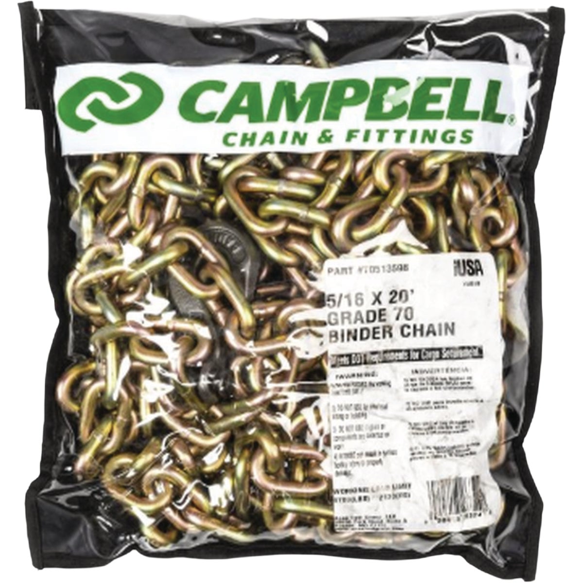 Campbell 3/8 In. x 20 Ft. Grade 70 Binder Chain withClevis Grab Hooks
