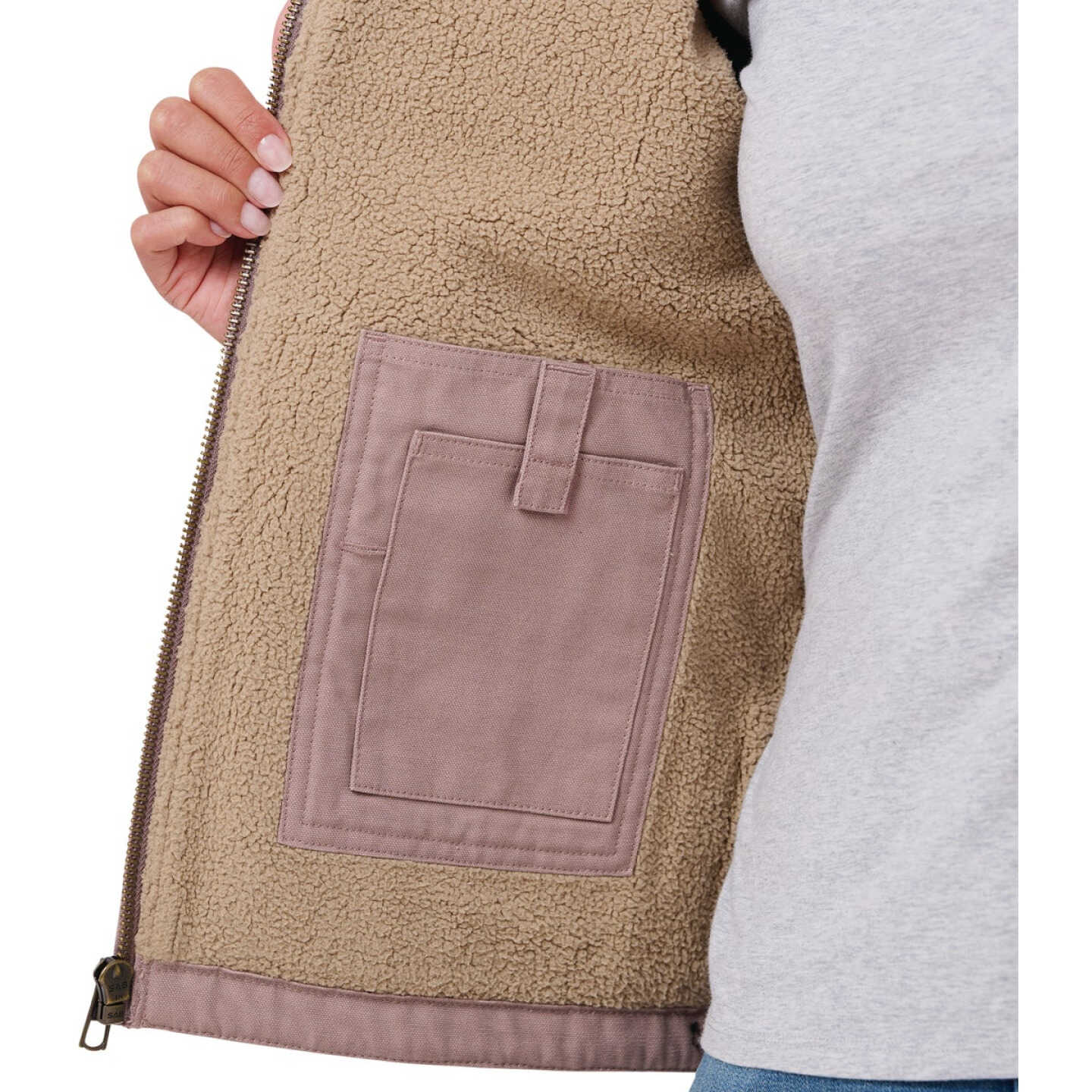 Berne Women's Medium Antler Sherpa-Lined Softstone Duck Hooded Jacket Image 2