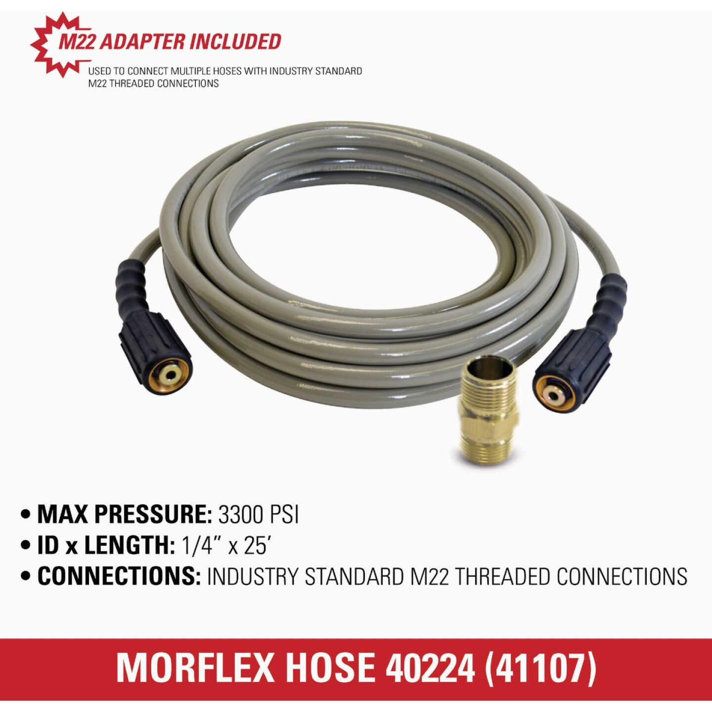 Simpson MorFlex Series 1/4 In. x 25 Ft. 3300 PSI Cold Water Pressure Washer Hose Image 5