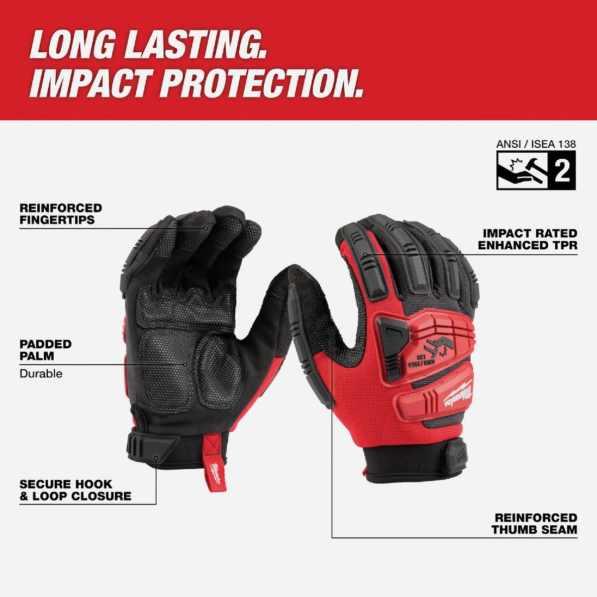 Milwaukee Unisex XL Synthetic Leather Impact Demolition Glove Image 2