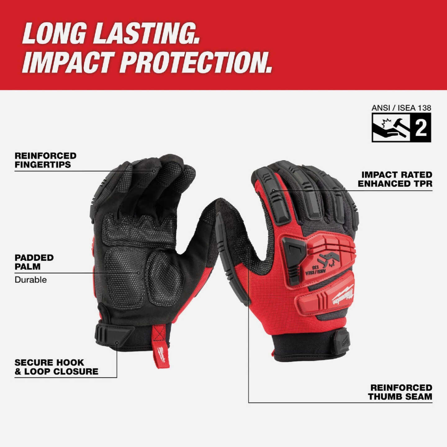 Milwaukee Unisex XL Synthetic Leather Impact Demolition Glove Image 2
