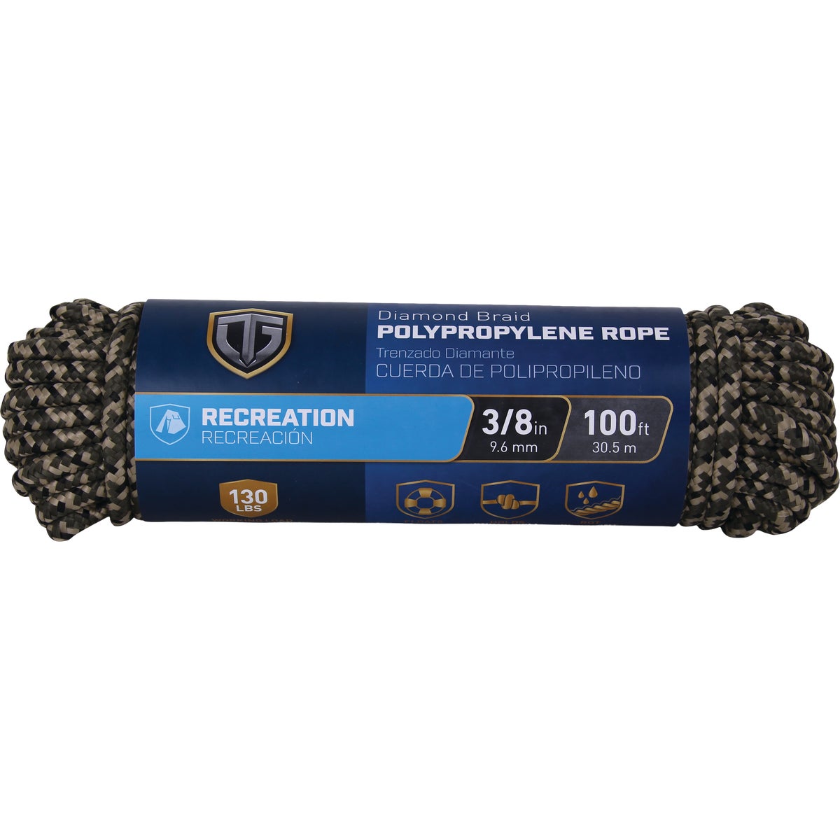 TruGuard 3/8 In. x 100 Ft. Camouflage Diamond Braid Polypropylene Rope