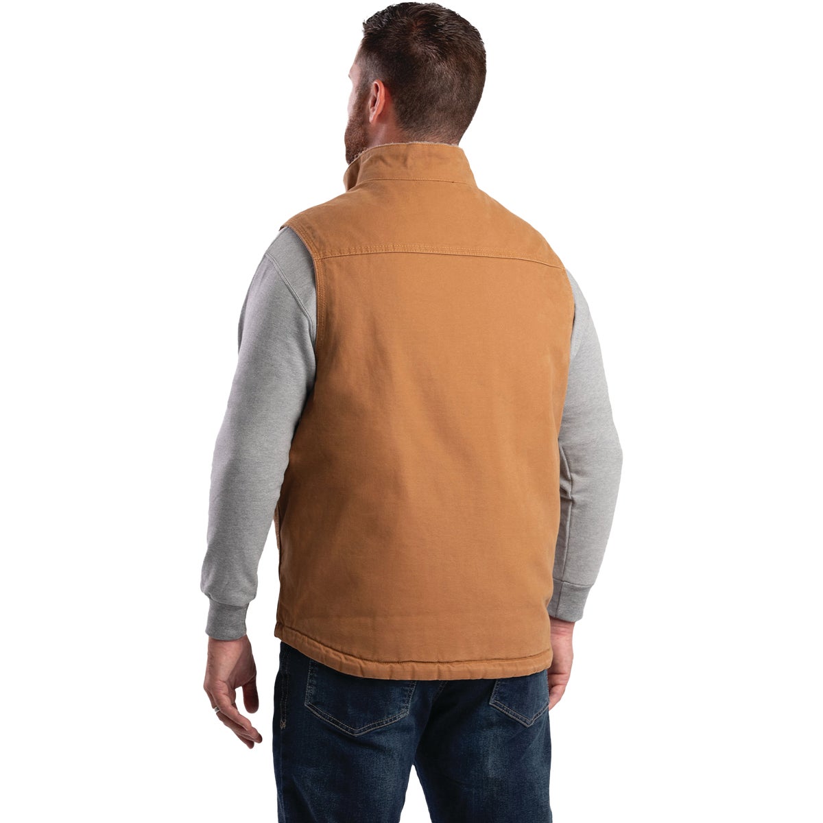 Berne Heartland Men's XL Brown Sherpa-Lined Washed Duck Vest Image 5