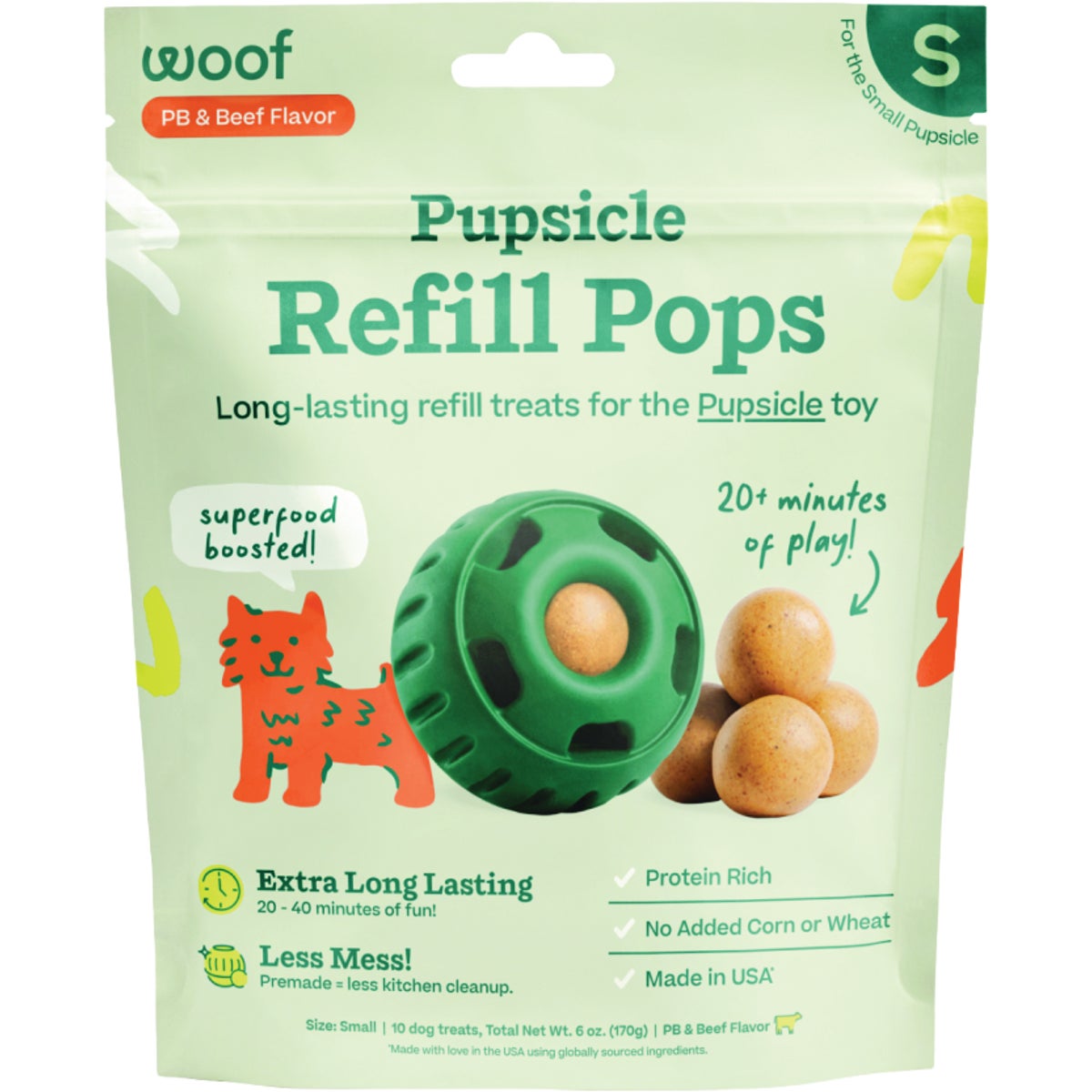 Woof Pupsicle Small Peanut Butter & Beef Refill Pop Treat (10-Pack) Image 1