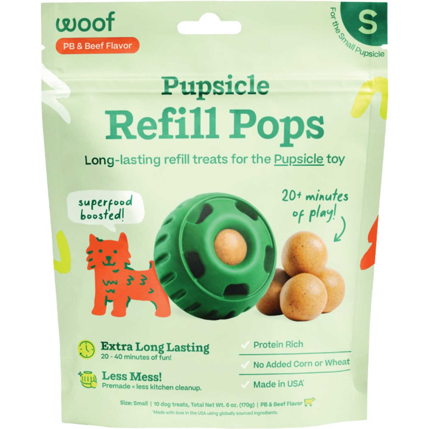 Woof Pupsicle Small Peanut Butter & Beef Refill Pop Treat (10-Pack) Image 1