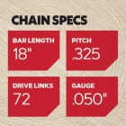 Oregon ControlCut 18 In. 72-Link 0.050 In. ga Chainsaw Chain Image 5