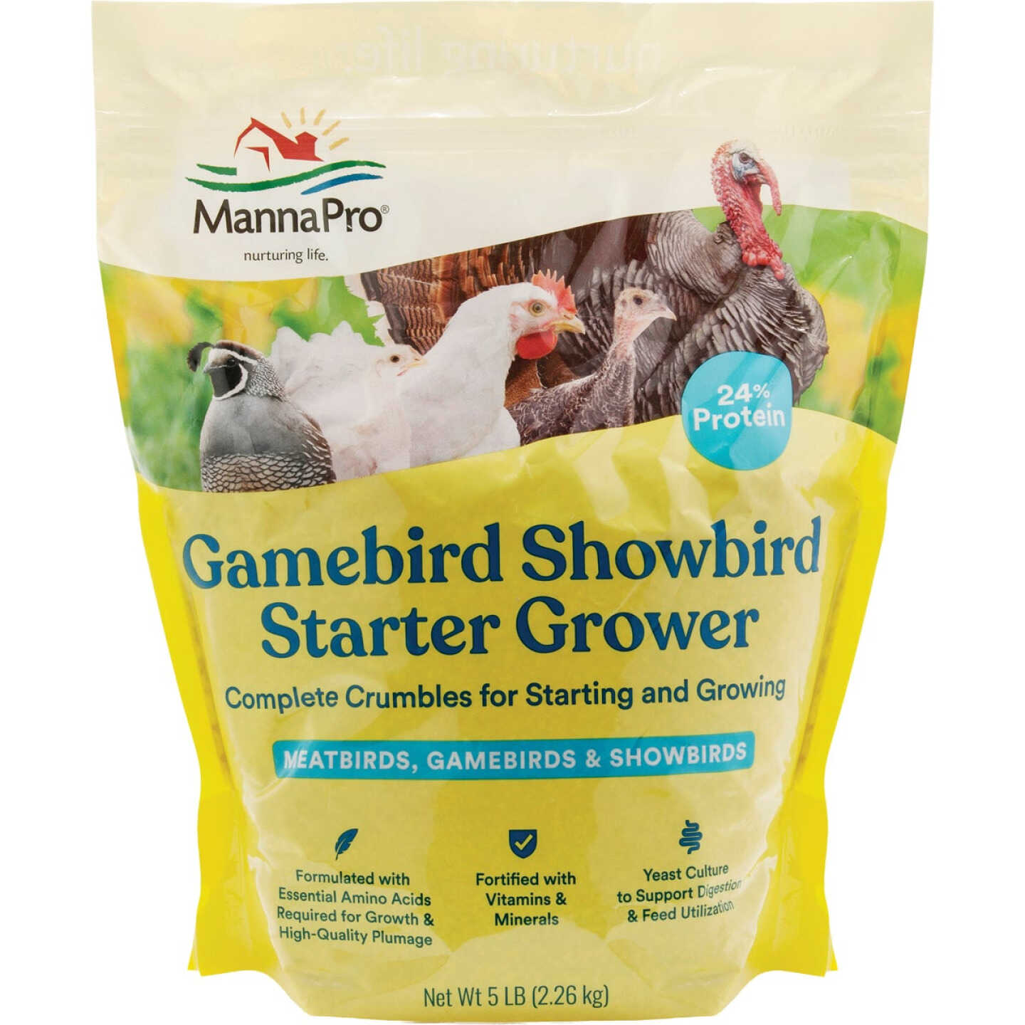 Manna Pro 5 Lb. Gamebird Showbird Starter Grower Crumbles Chicken Food Image 1