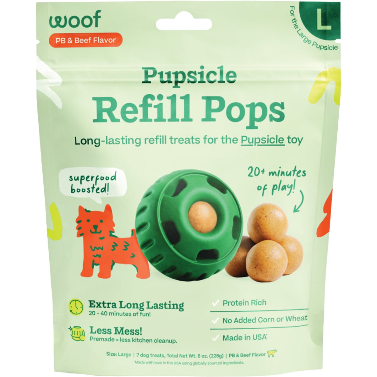 Woof Pupsicle Large Peanut Butter & Beef Refill Pop Treat (7-Pack) Image 1