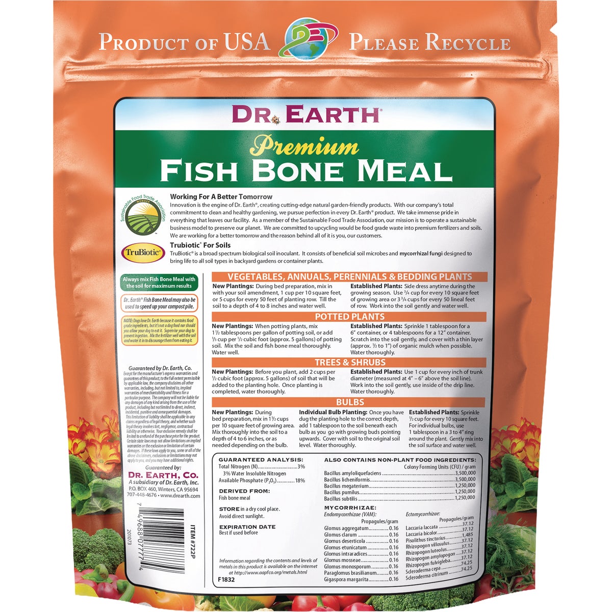 Dr. Earth 2.5 Lb. 3-18-0 Organic Fish Bone Meal Image 2