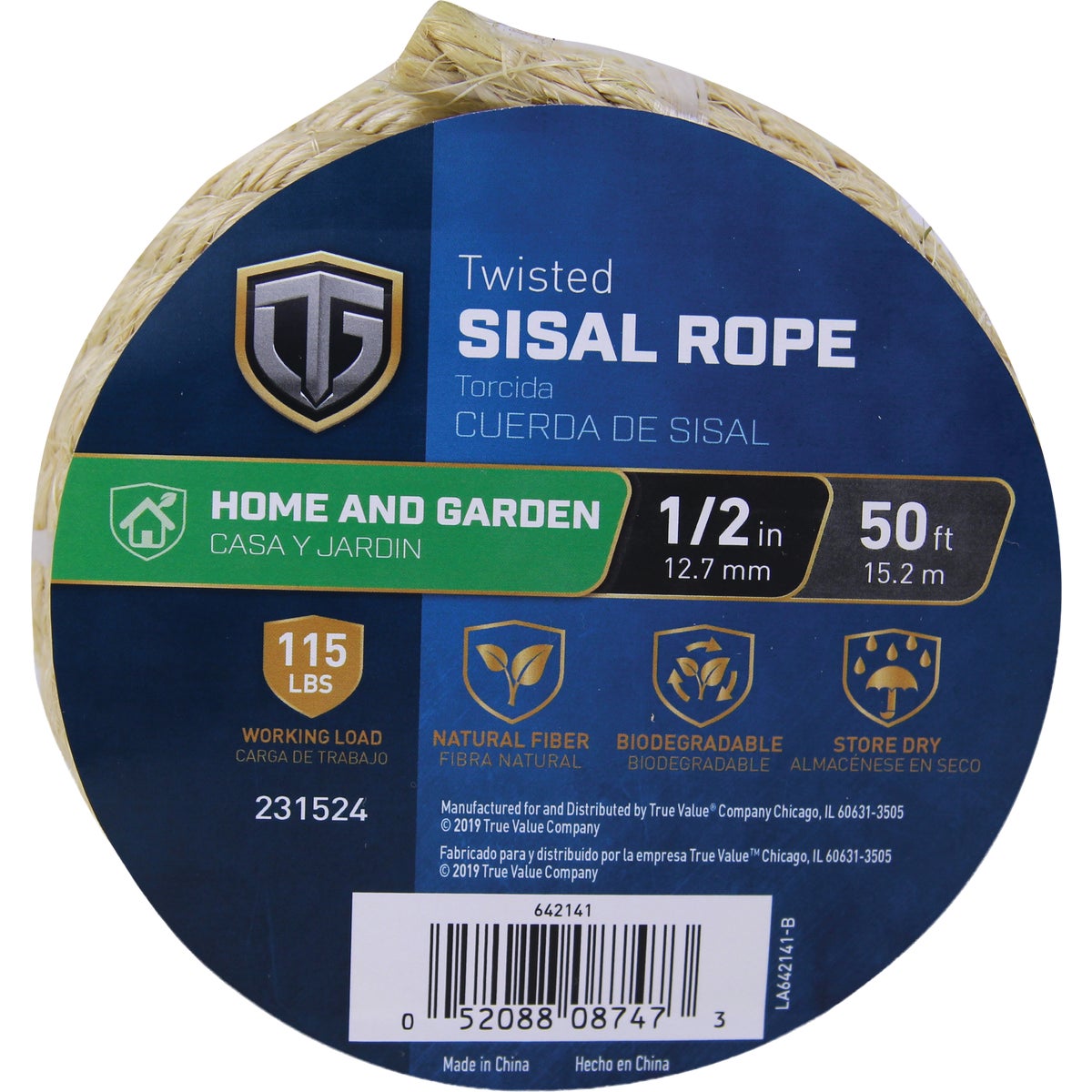 TruGuard 1/2 In. x 50 Ft. Natural Twisted Sisal Rope