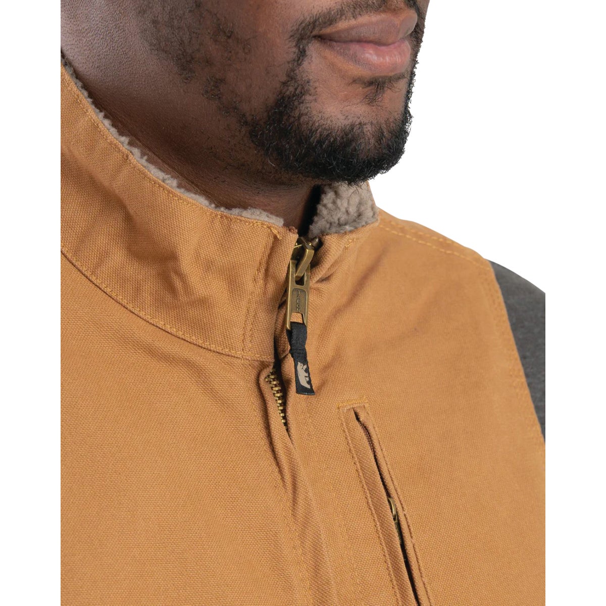 Berne Heartland Men's 2XL Brown Sherpa-Lined Washed Duck Vest Image 6
