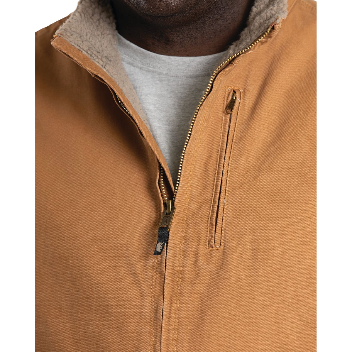 Berne Heartland Men's 2XL Brown Sherpa-Lined Washed Duck Vest Image 4
