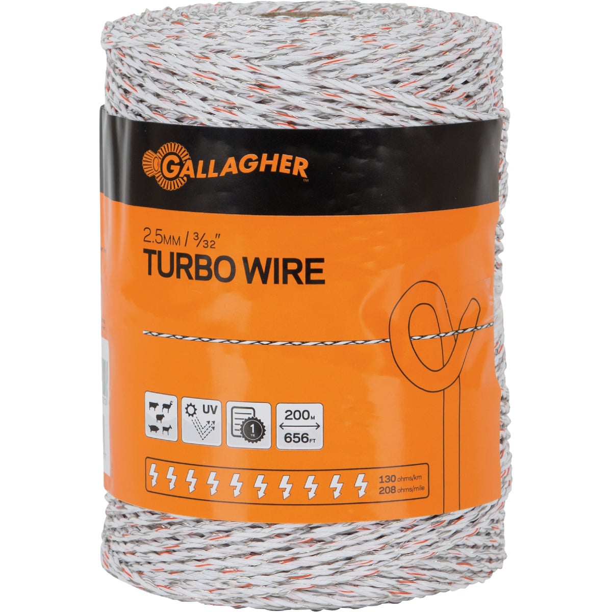 Gallagher 1/16 In. x 656 Ft. WhiteTurbo Wire