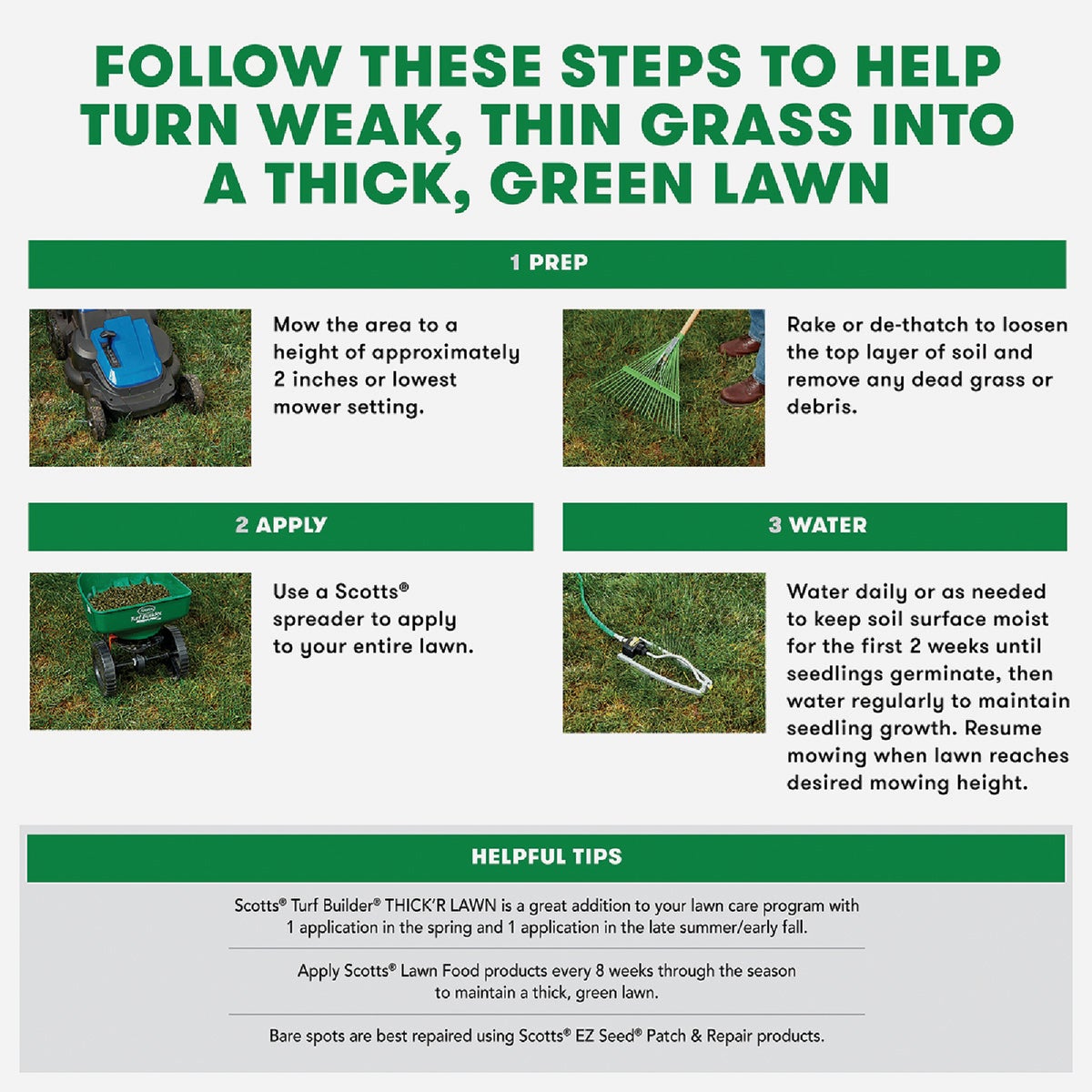 Scotts Turf Builder Thick'R Lawn 40 Lb. 4000 Sq. Ft. Patch & Repair For Bermudagrass Grass Seed, Fertilizer, and Soil Improver Combination Image 3