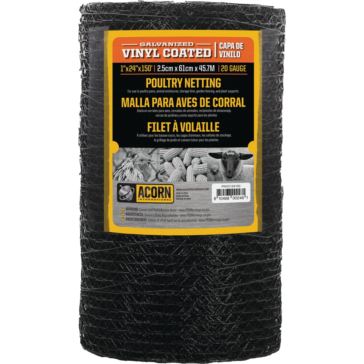 Acorn 1 In. x 24 In. H. x 150 Ft. L. Hexagonal  Vinyl-Coated Wire Poultry Netting Image 4
