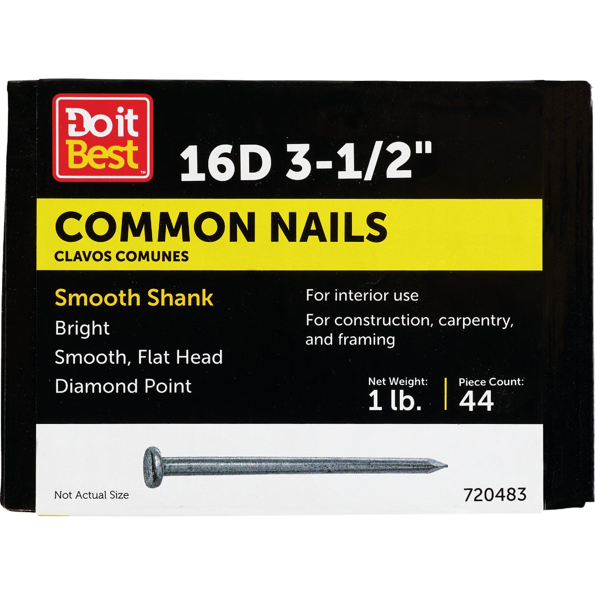 Do it 16d x 3-1/2 In. 8 ga Bright Common Nails (47-Count, 1 Lb.) Image 1