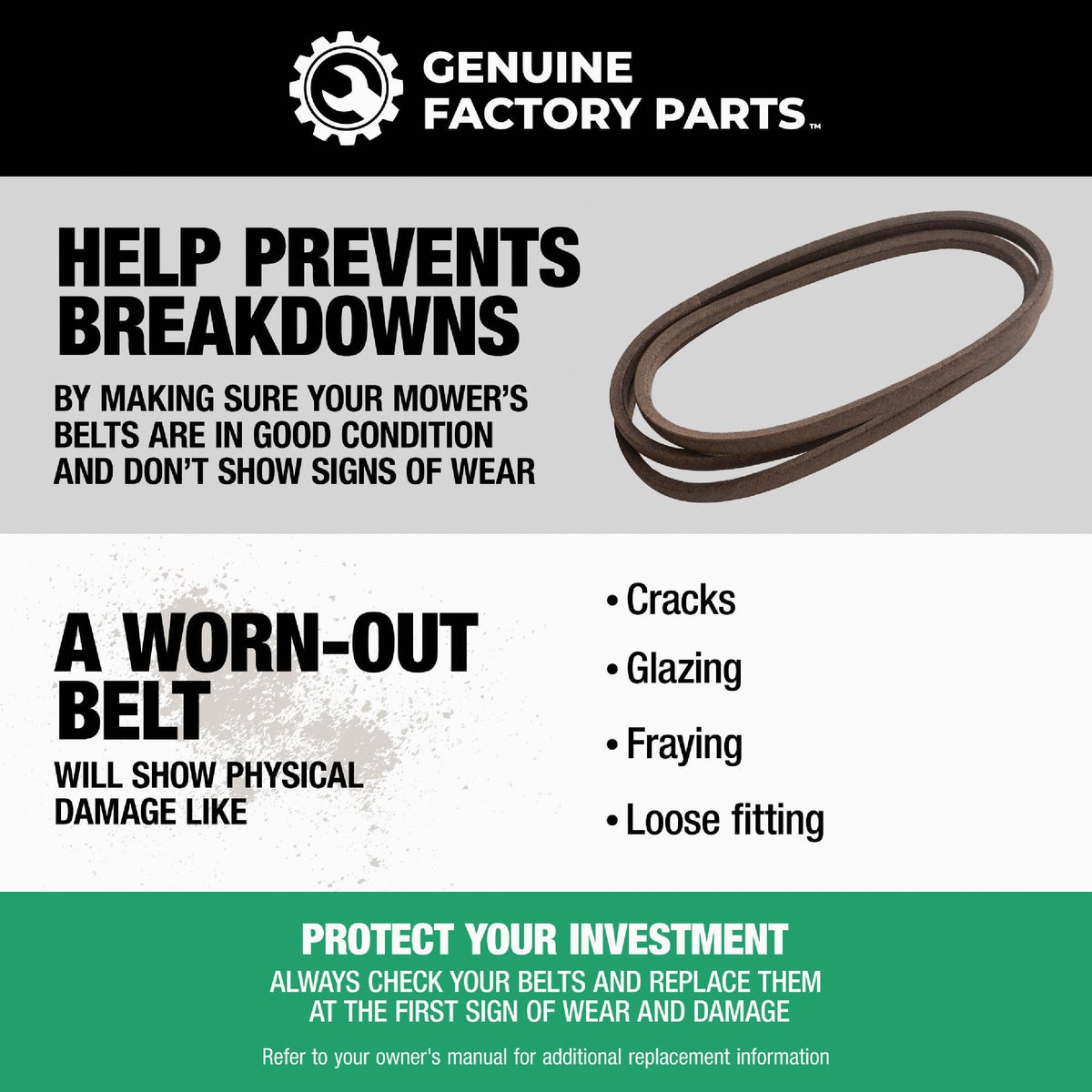 Genuine Factory Parts 38, 42 & 46 In. Deck Drive Belt For 6 & 7-Speed Lawn Tractors Image 2
