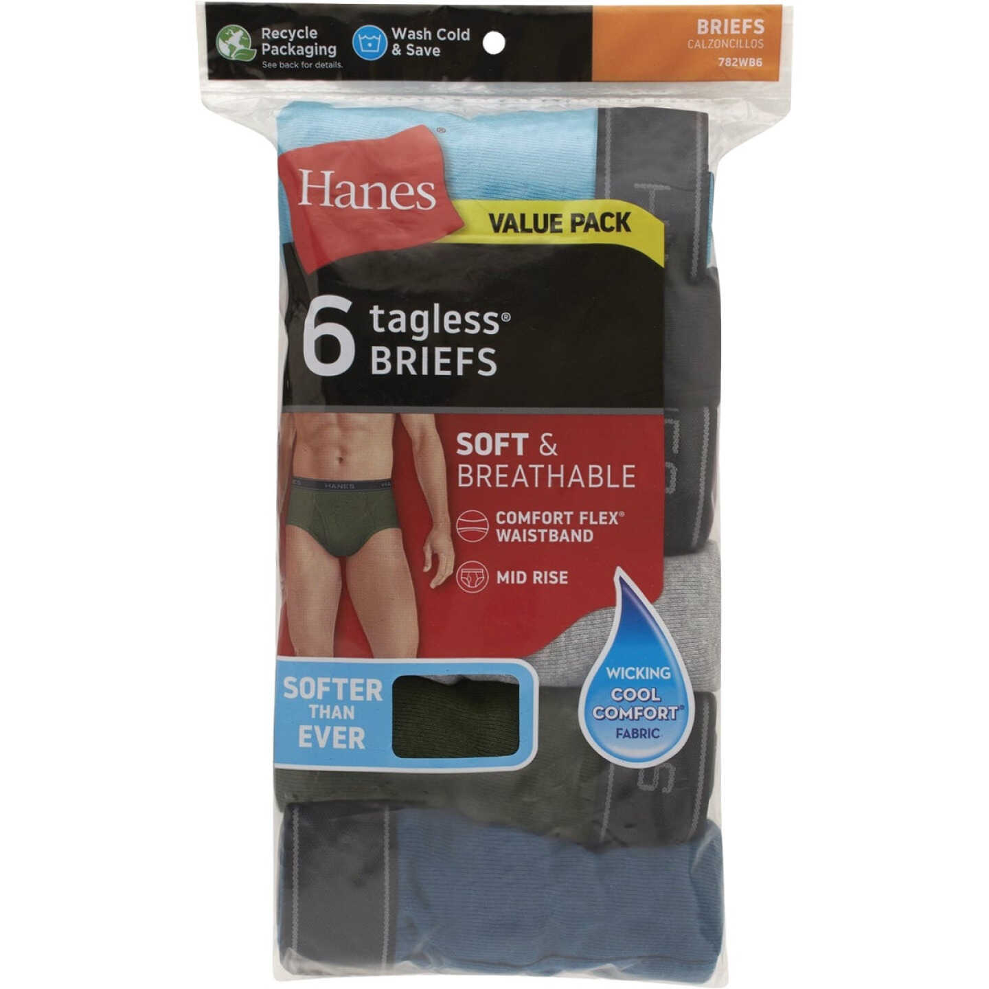 Hanes Men's L Dyed Cotton Briefs (6-Pack) Image 1