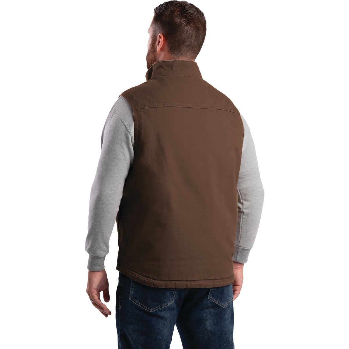 Berne Heartland Men's XL Bark Sherpa-Lined Washed Duck Vest Image 6