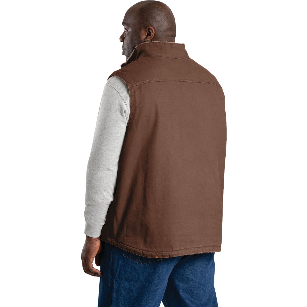 Berne Heartland Men's 2XL Bark Sherpa-Lined Washed Duck Vest Image 7