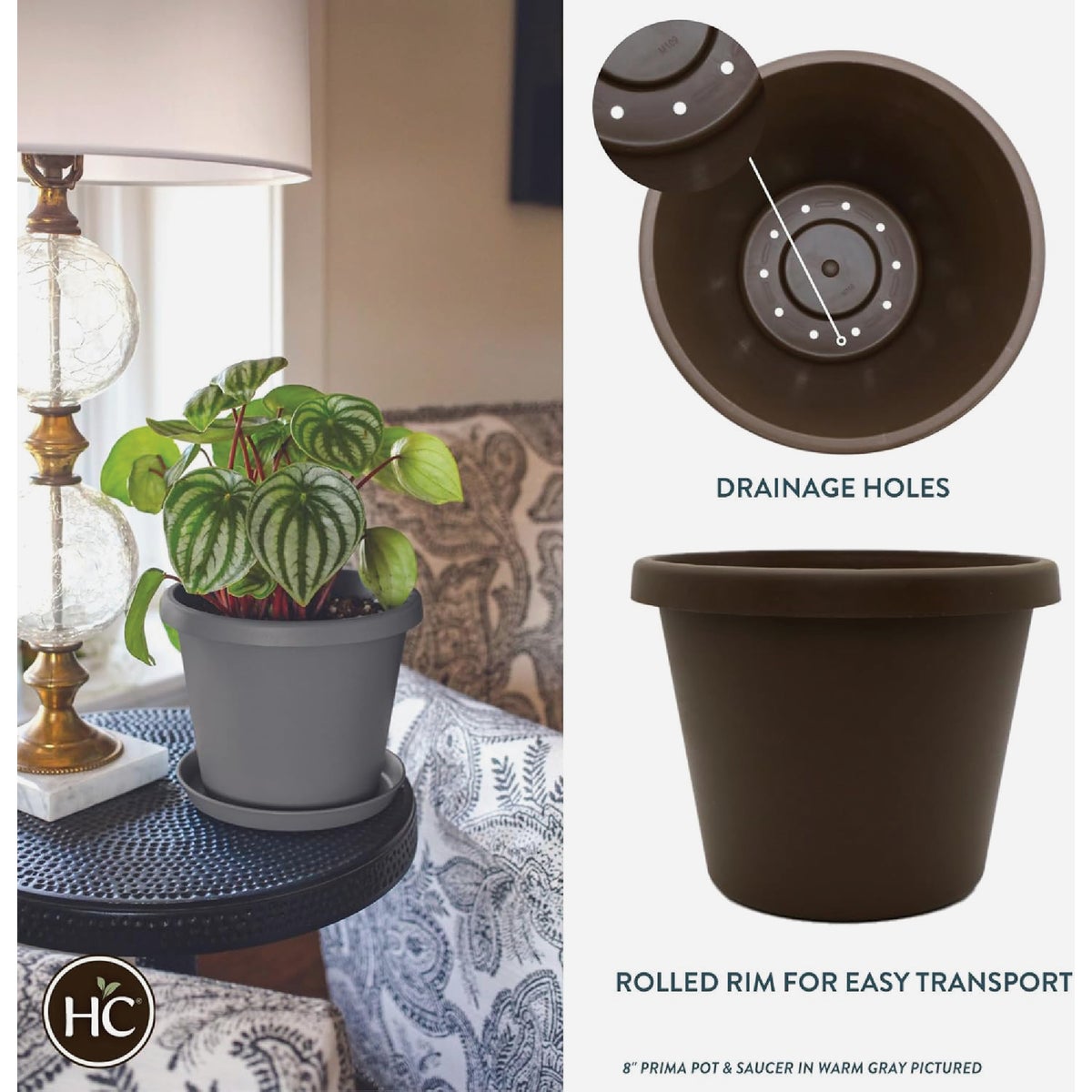 HC Companies 8 In. Black Classic Planter Image 2