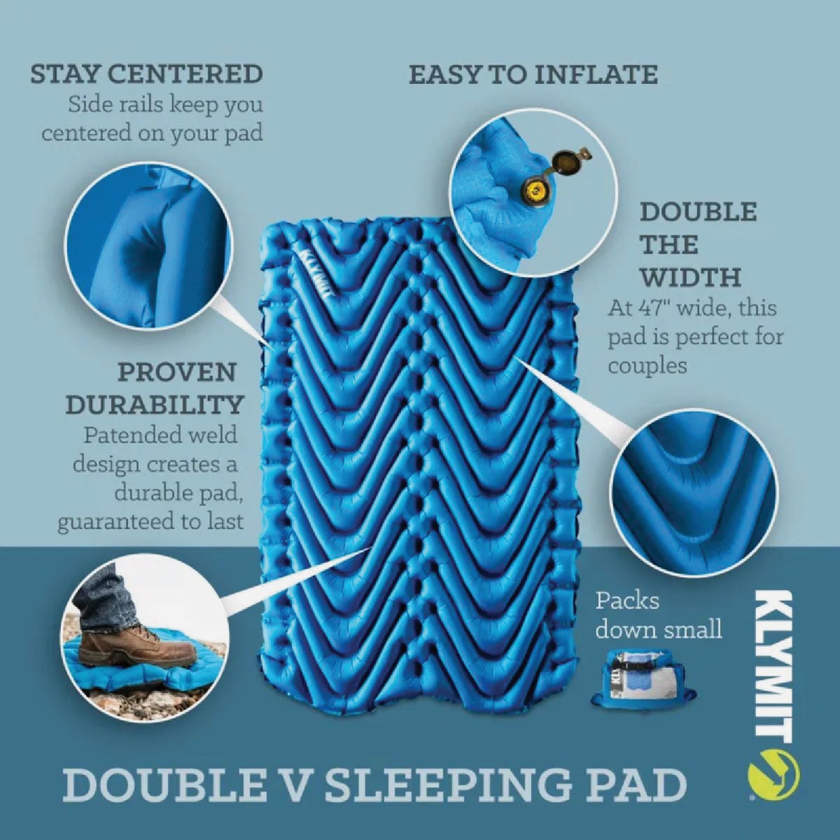 Klymit Double V Blue Sleeping Pad Image 4