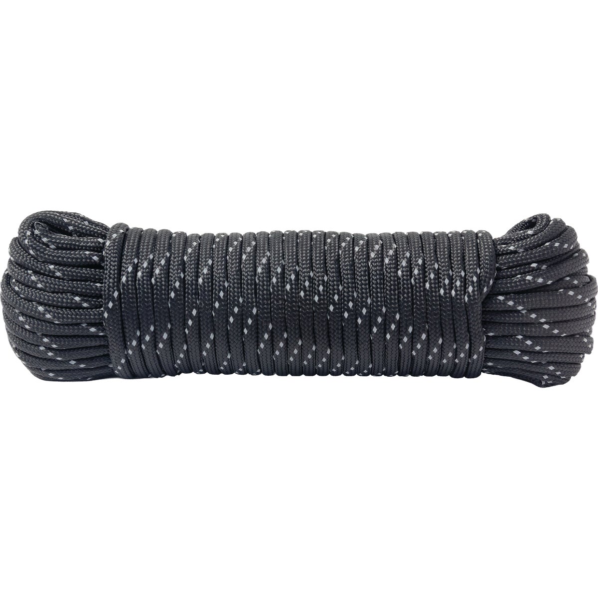 Richelieu 5/32 in. x 50 ft. Reflective Black Diamond Braid Polypropylene Paracord