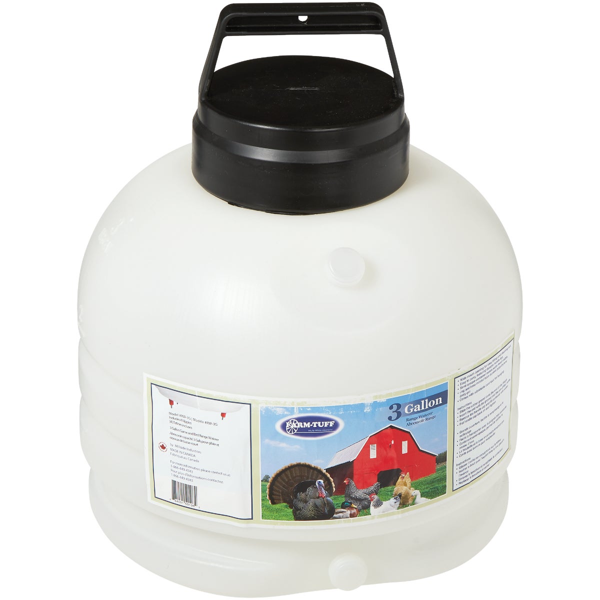 Farm-Tuff 3 Gal. Gravity-Feed Plastic Game & Bird Range Poultry Waterer Image 3