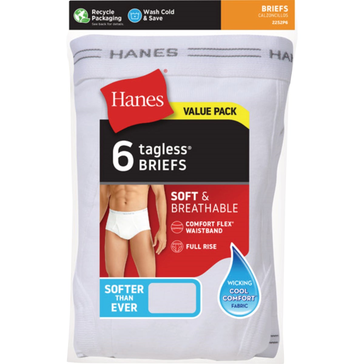 Hanes Men's S White Briefs (6-Pack) Image 1