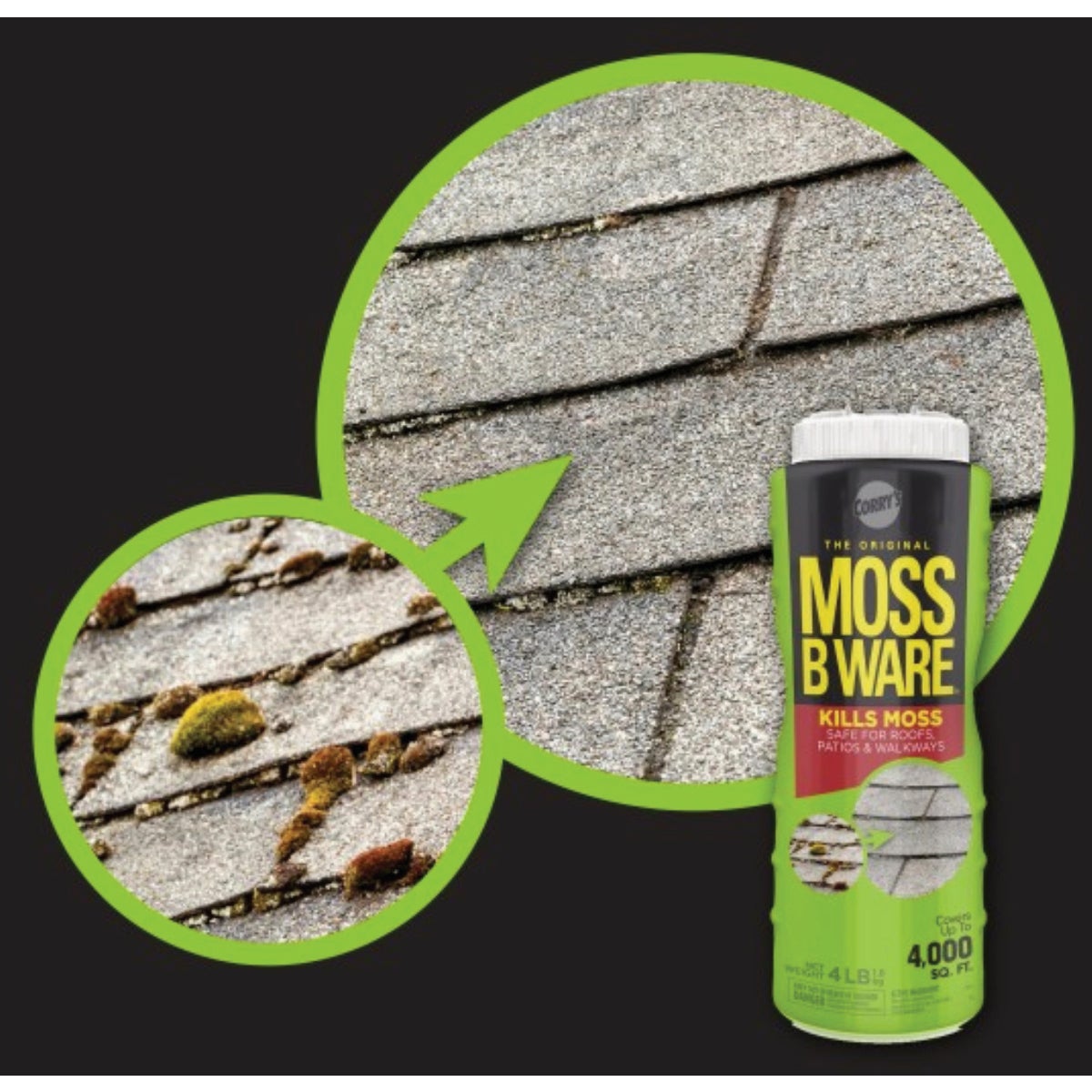 Corrys Moss-B-Ware 4 Lb. Roof, Patio and Walkway Ready To Use Powder Moss & Algae Killer Image 3