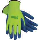 Mud Super Grip Women's Medium Latex Coated Lime Green Garden Glove Image 1