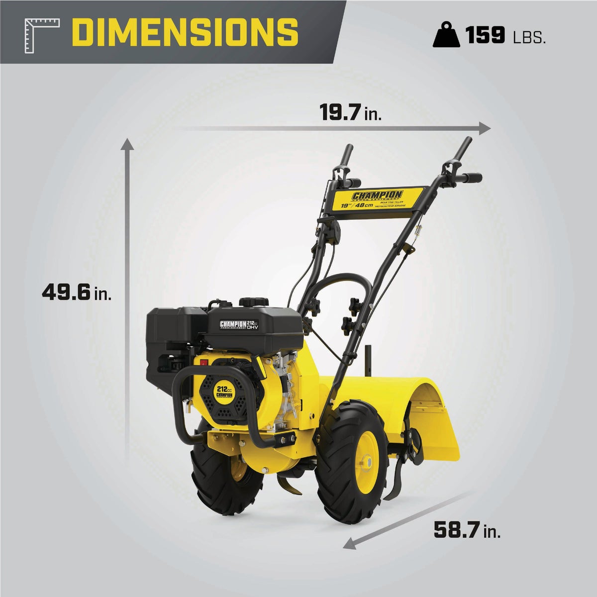 Champion 19 In. 212cc Rear Tine Tiller Image 5