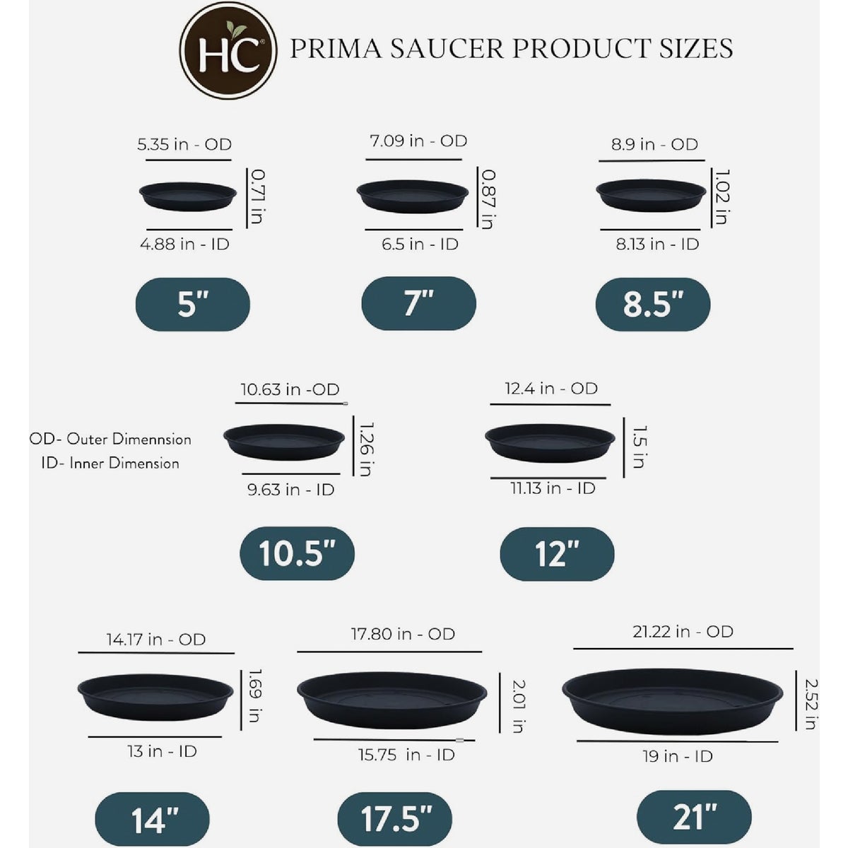 HC Companies 8 In. Black Classic Saucer Image 4