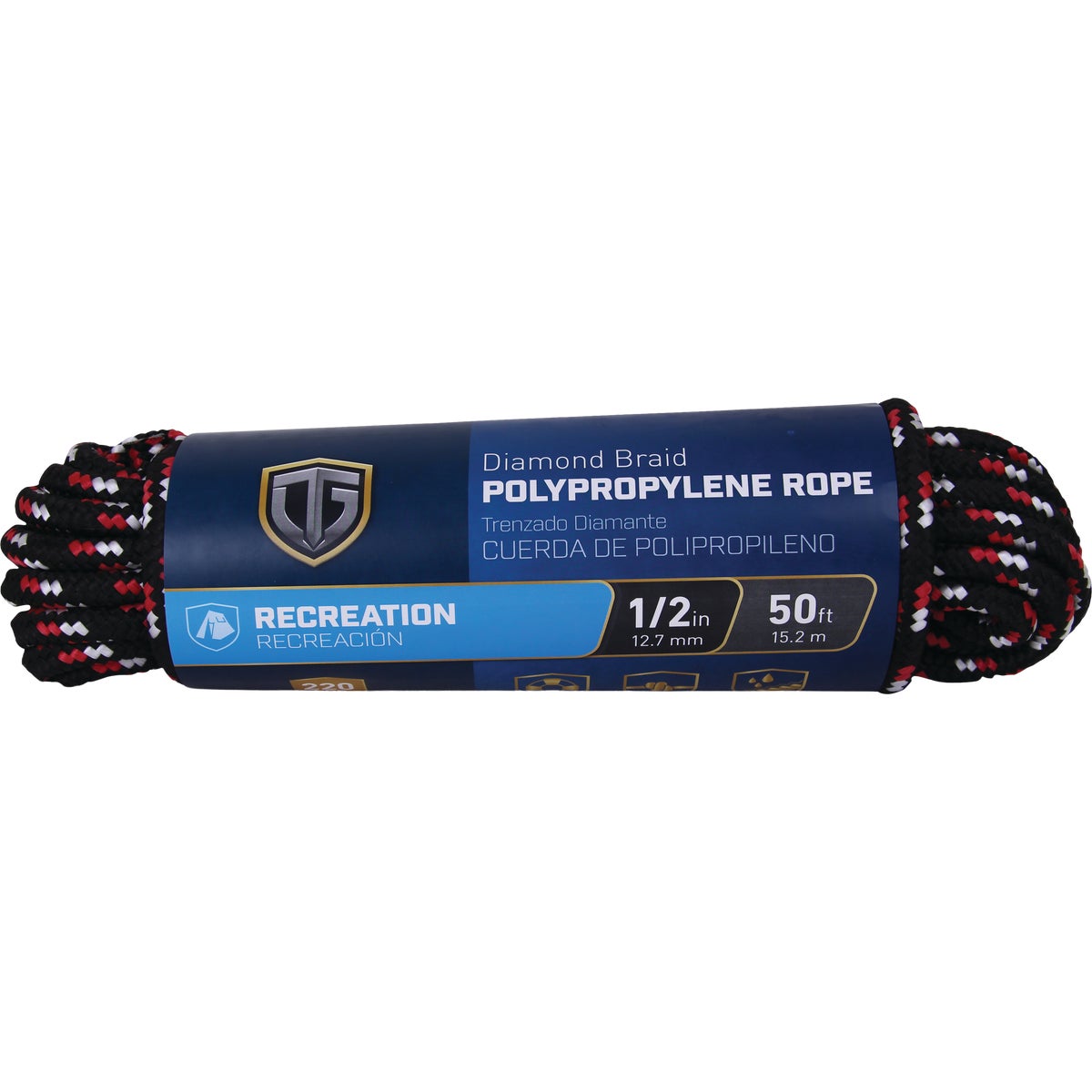 TruGuard 1/2 In. x 50 Ft. Assorted Diamond Braid Polypropylene Rope