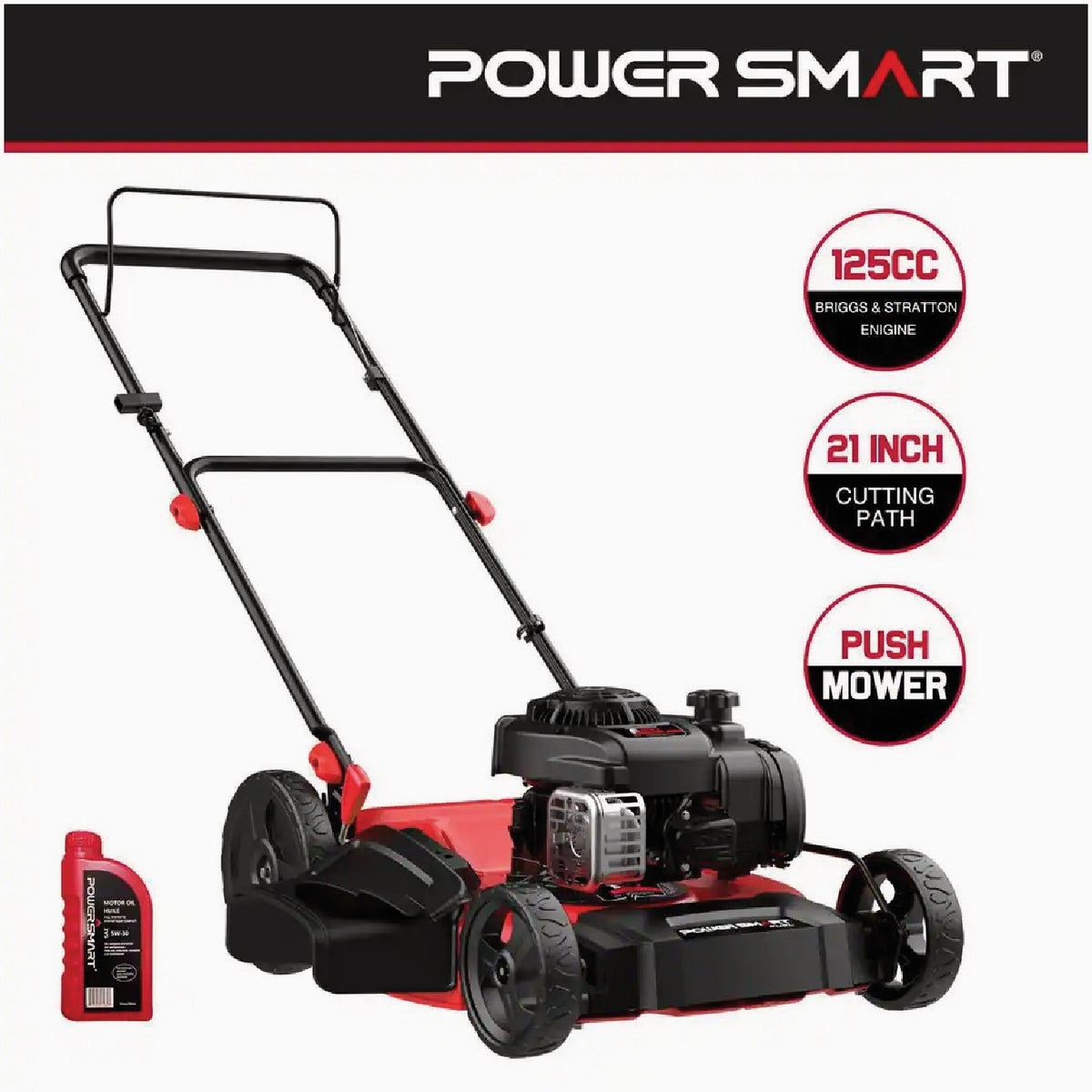 PowerSmart 21 In. 125cc Briggs & Stratton Push Gas Lawn Mower Image 2