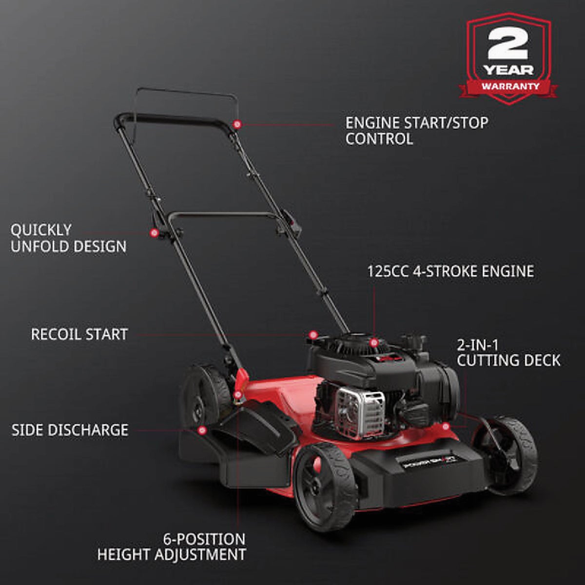 PowerSmart 21 In. 125cc Briggs & Stratton Push Gas Lawn Mower Image 3