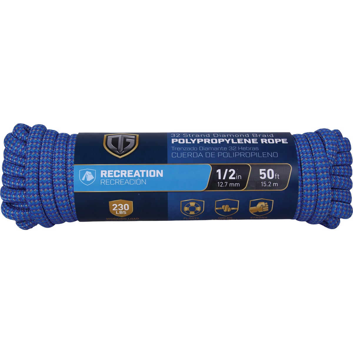 TruGuard 1/2 In. x 50 Ft. Steel 32 Strand Diamond Braid Polypropylene Rope