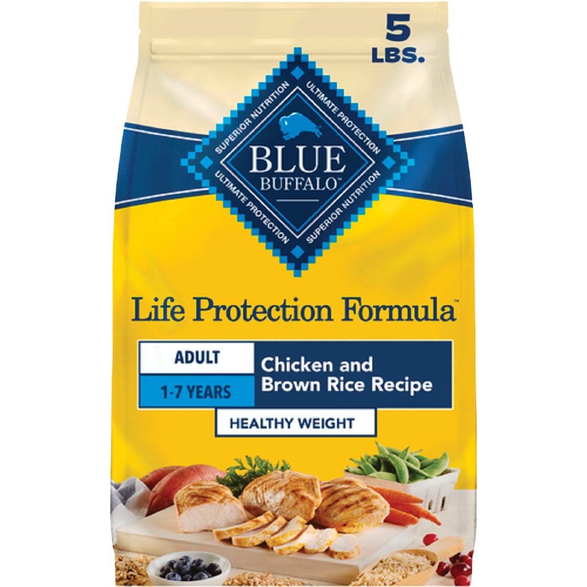 Blue Buffalo 5 Lb. Life Protection Formula Healthy Weight Chicken and Brown Rice Whole Grain Adult Dry Dog Food