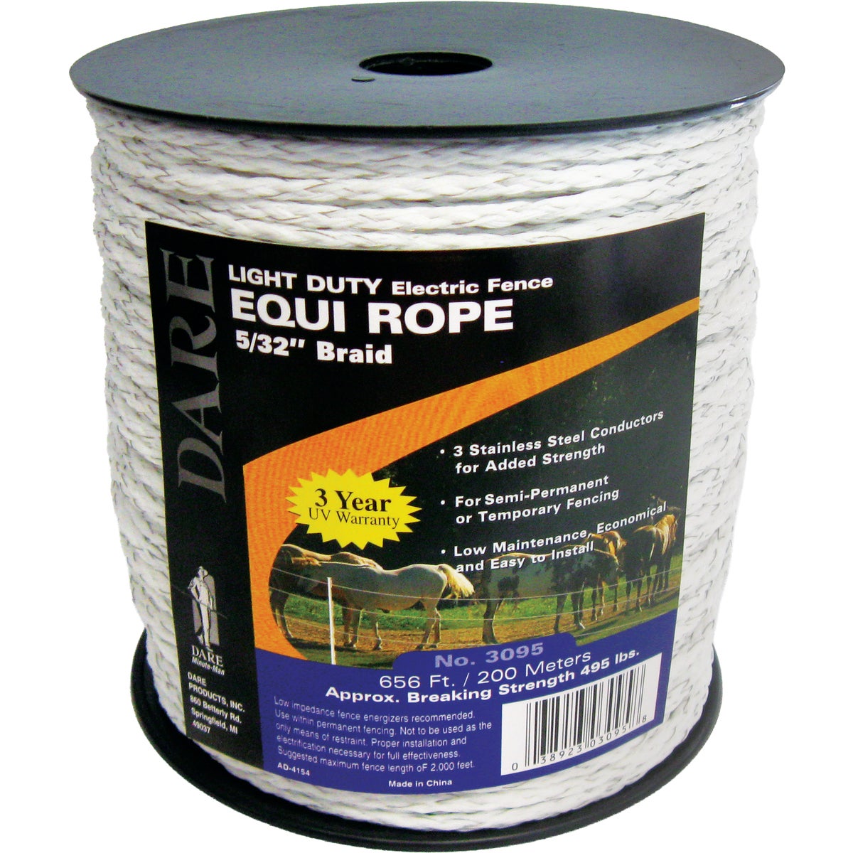 Dare Equi-Rope 4 MM x 656 Ft. Poly Electric Fence Rope