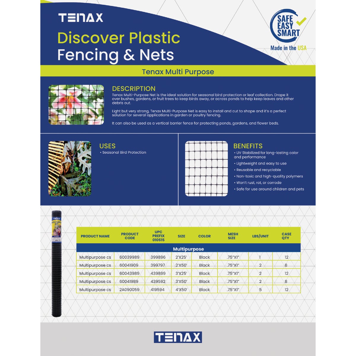 Tenax 3/4 In. x 1 In. Mesh 3 Ft. x 25 Ft. Black Multi-Purpose Net Image 5