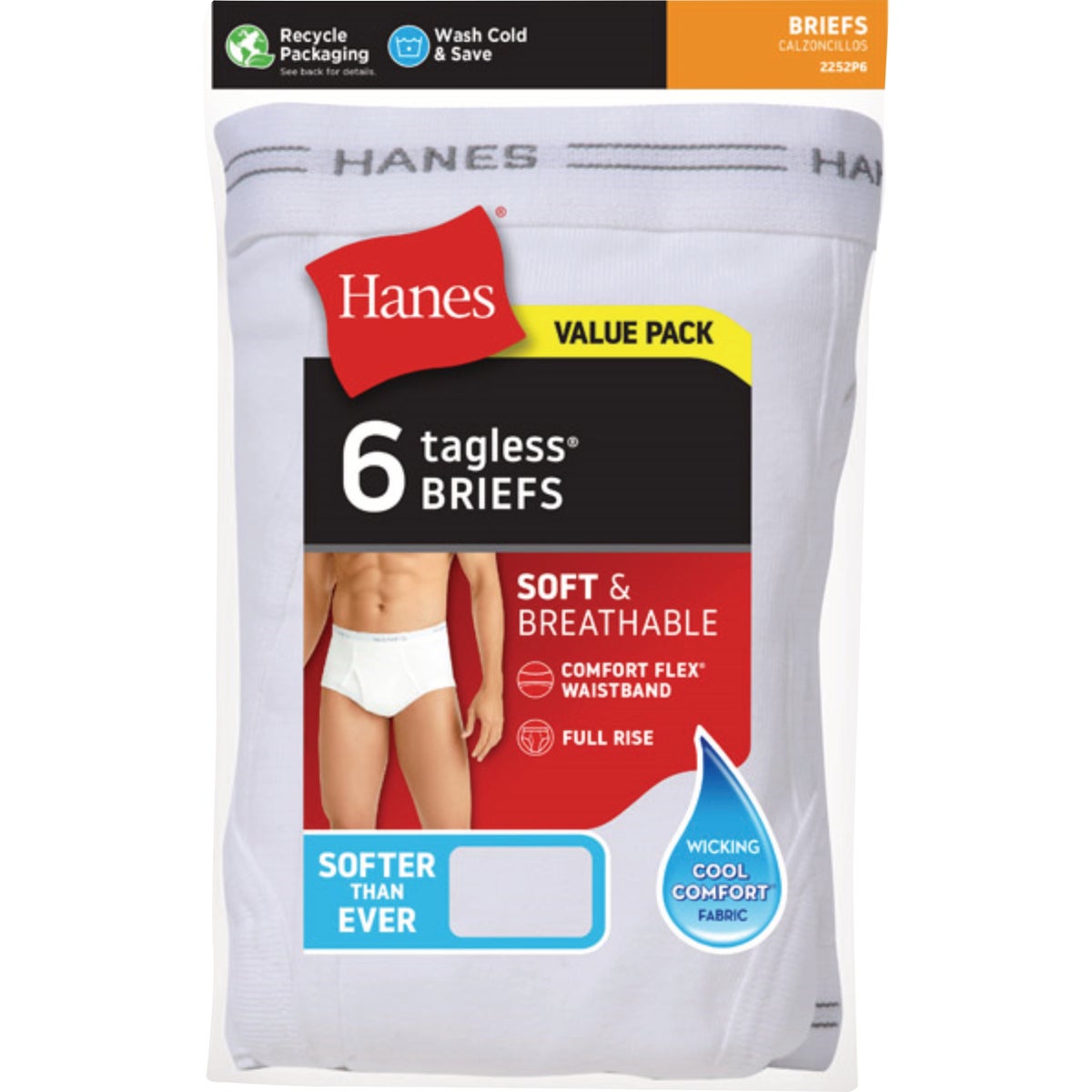 Hanes Men's XL White Briefs (6-Pack)