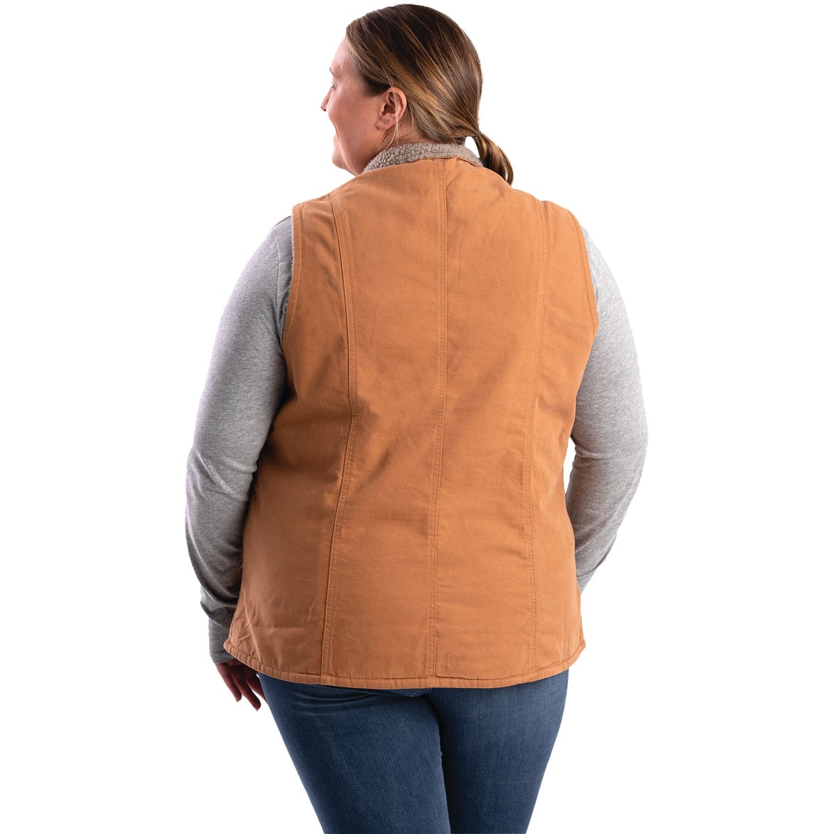 Berne Softstone Women's Medium Brown Duck Sherpa-Lined Vest Image 6