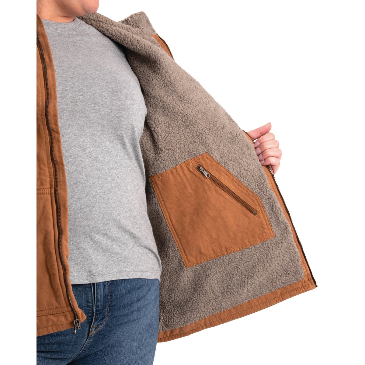 Berne Softstone Women's Medium Brown Duck Sherpa-Lined Vest Image 7