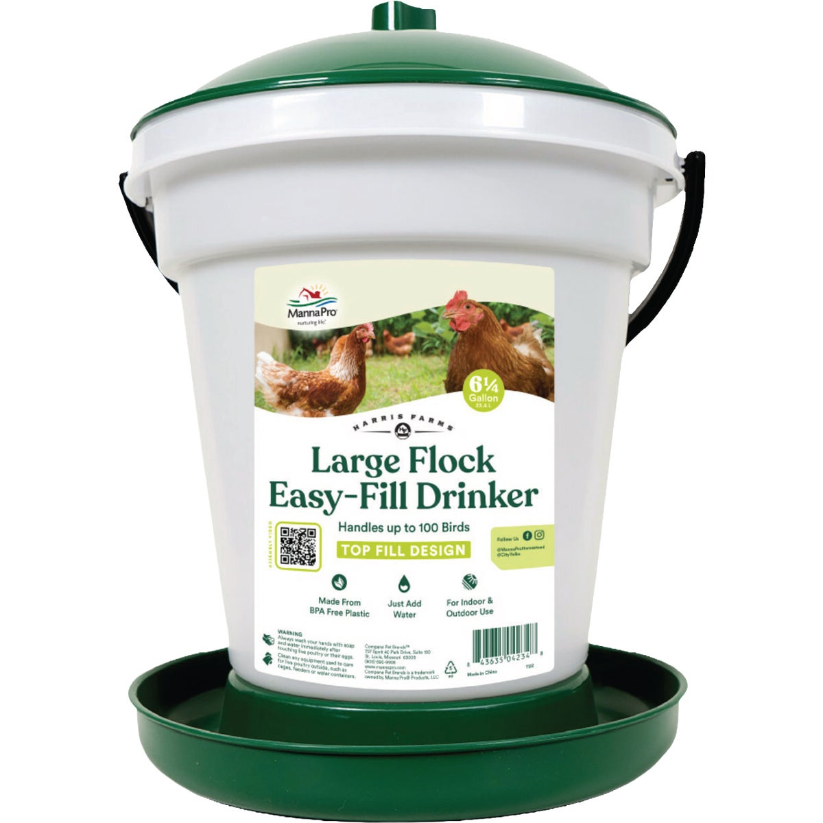 Manna Pro Harris Farms 6.25 Gal. BPA-Free Plastic Poultry Drinker